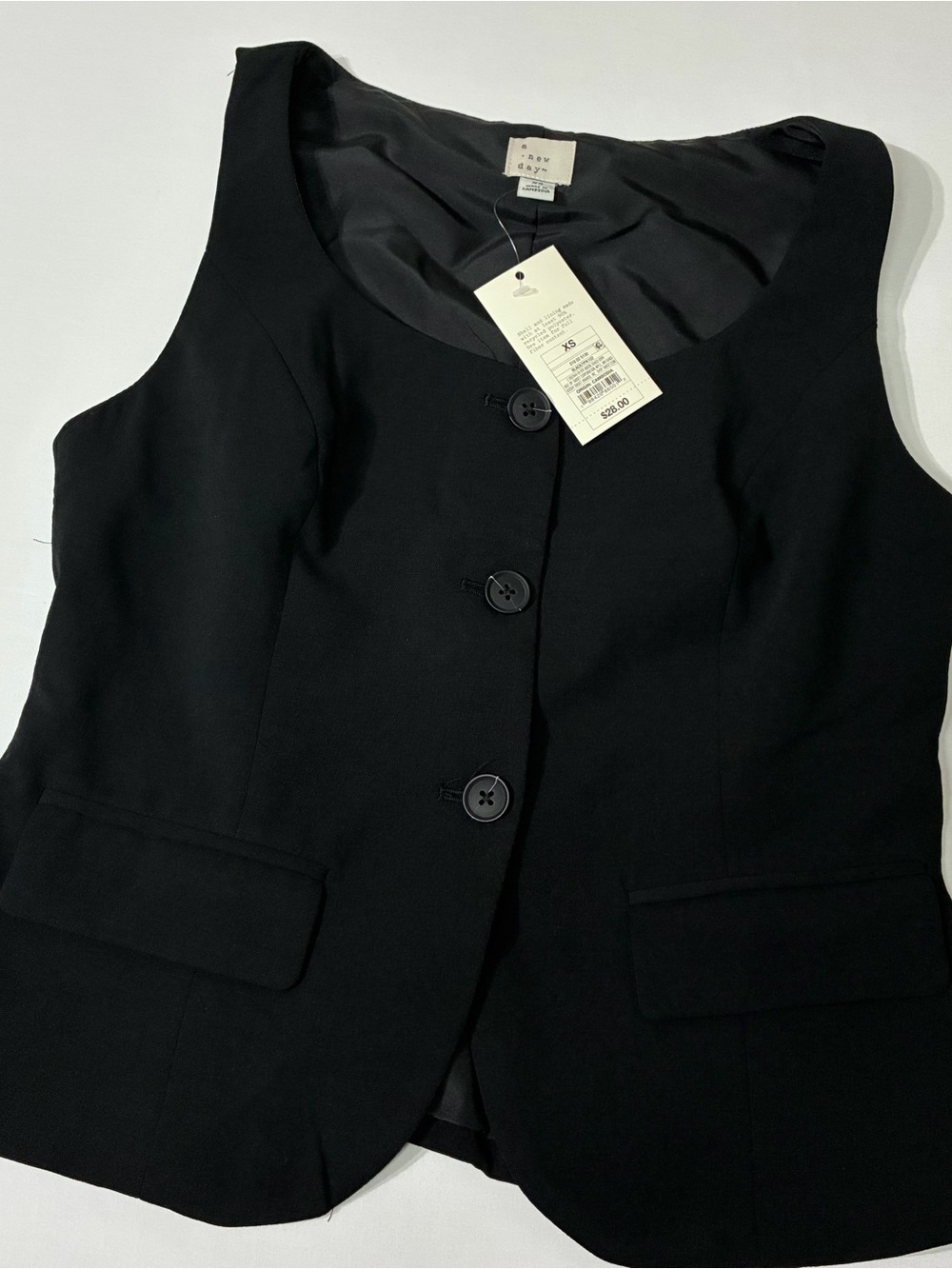NWT A New Day Black Tailored Scoop Neck Suit Vest Size XS